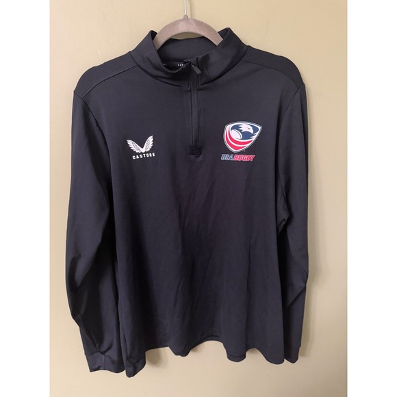 Castore Jackets & Blazers - Castore USA Rugby 1/4 Zip Training Top Black Womens Size 14 Pullover Jacket